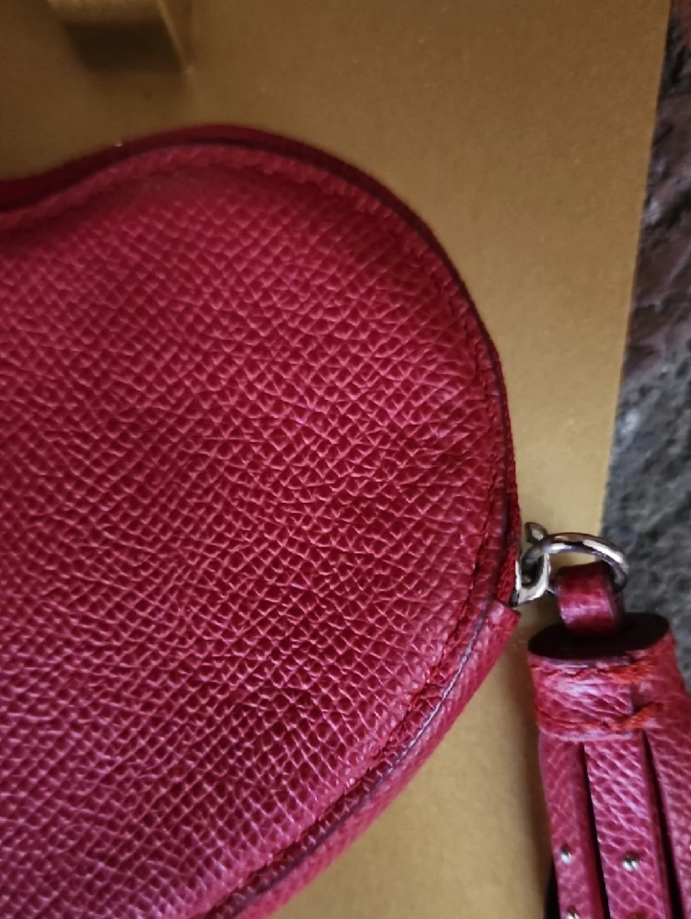 Coach Red Heart Coin Card Pouch Studded Leather Tassel Zip Y2K Valentine Cute